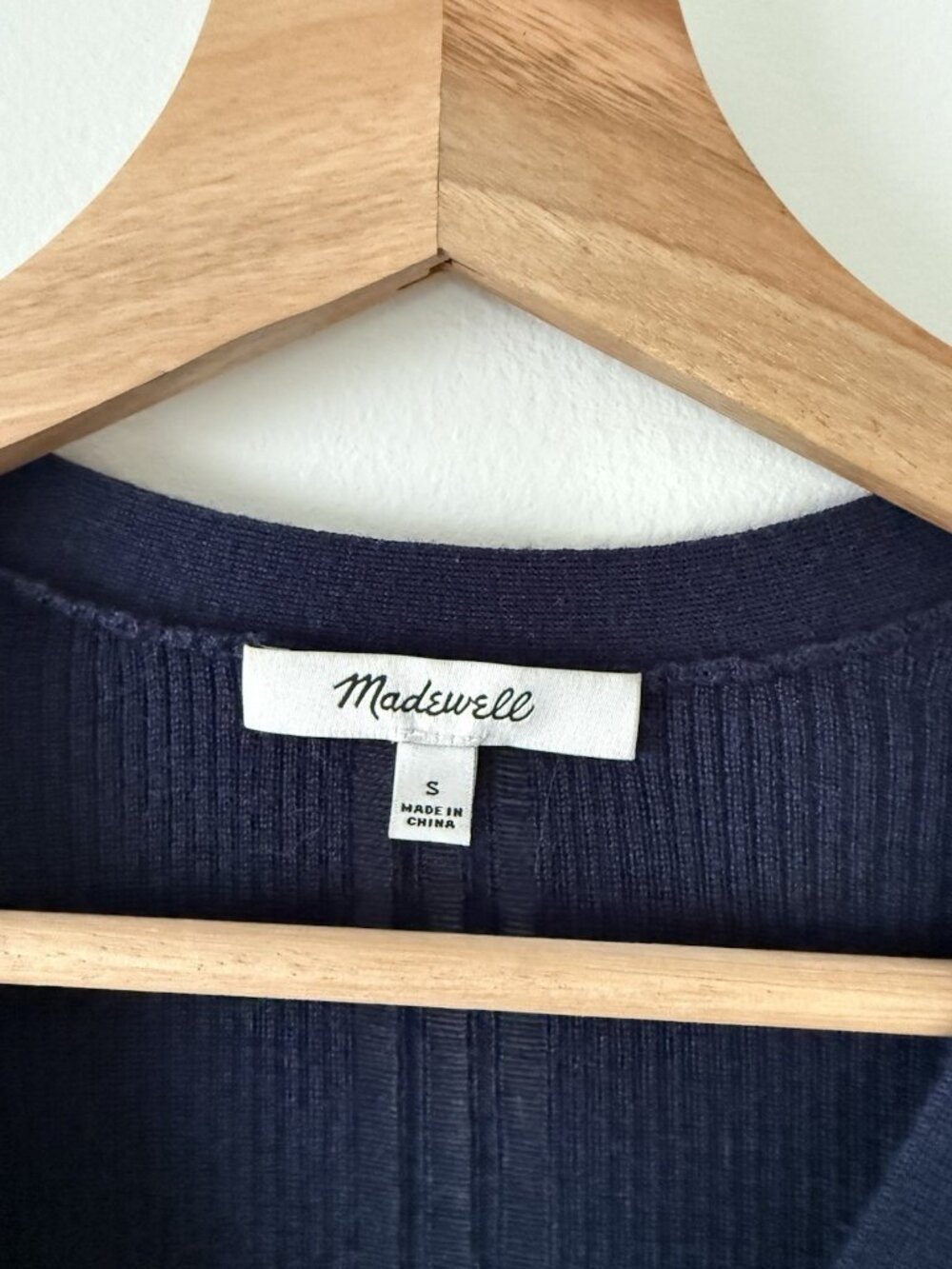 Madewell Merino Wool Silk Blend Ribbed Knit Cardigan Navy Feminine Minimalist S - Picture 8 of 10